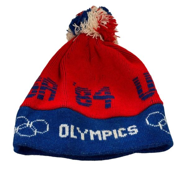 1980'S 1984 Los Angeles Olympics knit hat beanie One Size Vintage US Patriotic - Picture 2 of 4